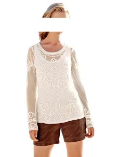 Netzshirt mit Perlen creme