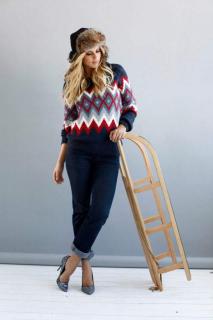 Norweger-Pullover blau-bunt