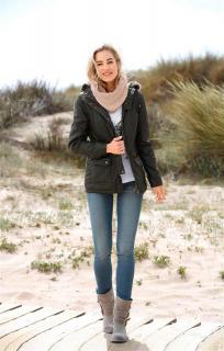 Outdoorjacke mit Webpelz dunkelbraun