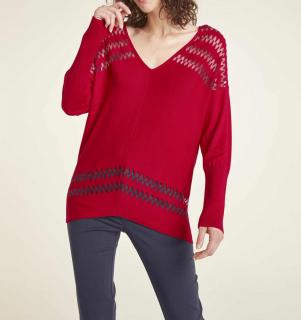 Oversized-Ausbrenner-Pullover rot