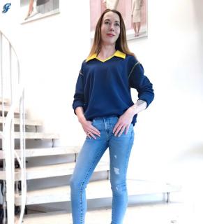 Oversized-Sweatshirt blau-gelb