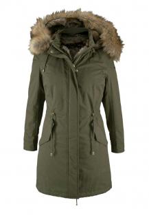 Parka mit Webpelzfutter khaki-beige