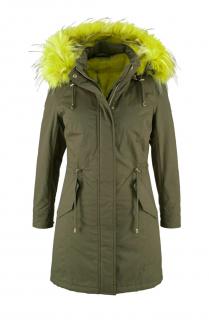 Parka mit Webpelzfutter khaki-neongrün