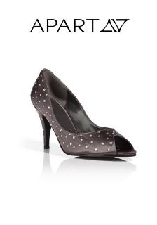 Peep-Toe-Pumps mit Strass grau