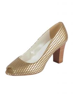 Peeptoe-Pumps camel-goldfarben