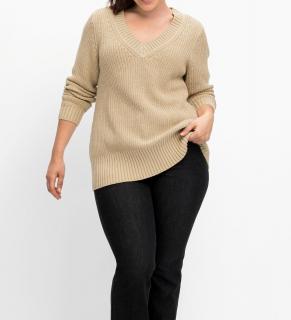 Perlfangstruktur-Pullover beige-meliert