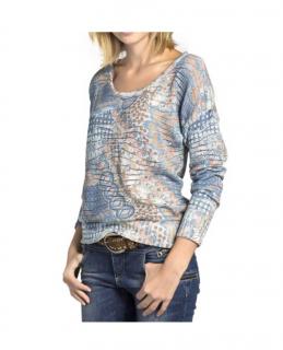 Pullover bleu-bunt