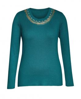 Pullover mit Kette petrol