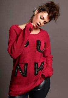 Pullover mit Ketten rot