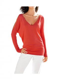 Pullover mit Nieten orange