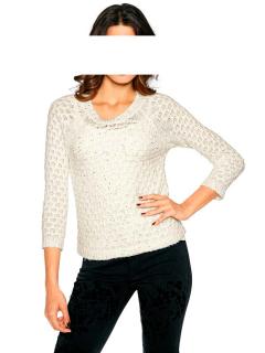 Pullover mit Pailletten creme