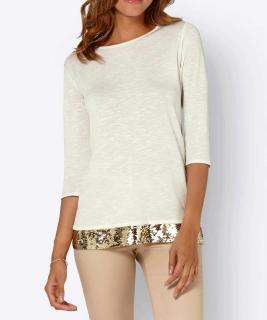 Pullover mit Pailletten ecru-gold