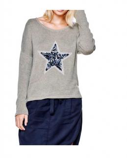 Pullover mit Pailletten grau