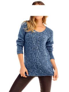 Pullover mit Perlen blau-geflammz