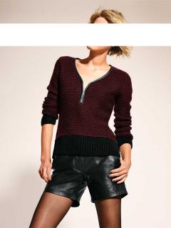 Pullover mit Reißverschluß bordeaux-schwarz