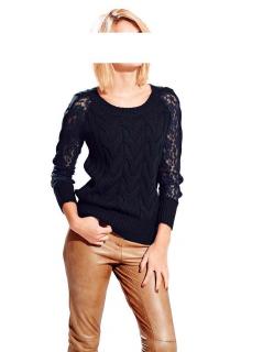 Pullover mit Spitze marine