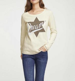 Pullover mit Strass ecru-helltaupe