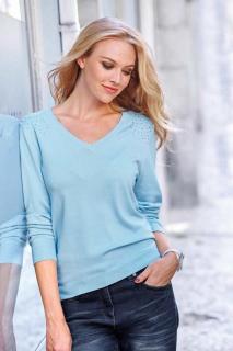 Pullover mit Strass eisblau