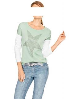 Pullover mit Strass mint-offwhite