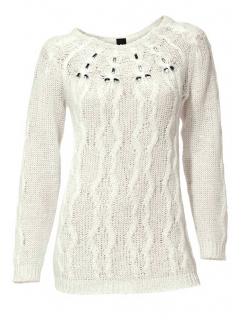 Pullover mit Strass offwhite