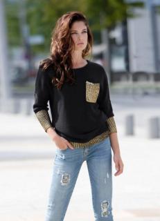 Pullover schwarz-gold