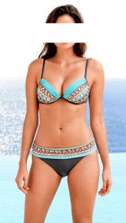 Push-up-Bikini Strass graphit-bunt