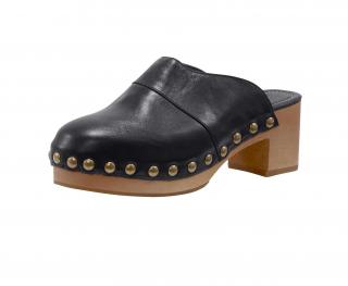 Rind-Nappaleder-Clogs schwarz