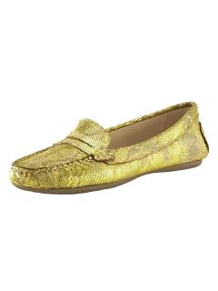 Rind-Nappalederslipper gelb-metallic