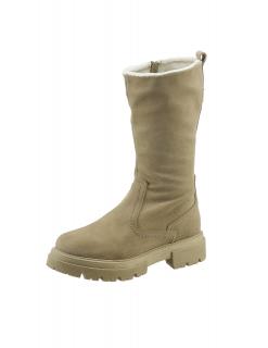 Rind-Veloursleder-Stiefel mitWarmfutter sand