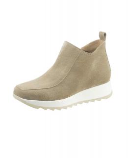 Rind-Veloursleder-Stiefelette sand