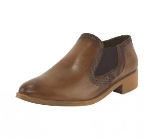 Rindnappaleder-Stiefelette cognac