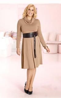 Rollkragen-Kleid beige-melange