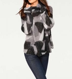 Rollkragenpullover grau-bunt