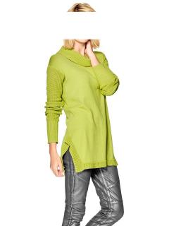 Rollkragenpullover mit Knöpfen limette