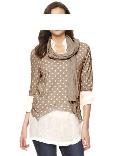 Shirt 3-Teilertaupe-creme