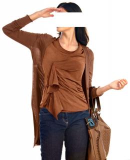 Shirt mit Drapierung cognac