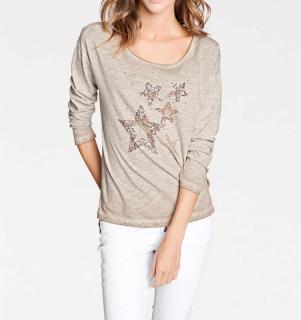 Shirt mit Pailletten sand-melange