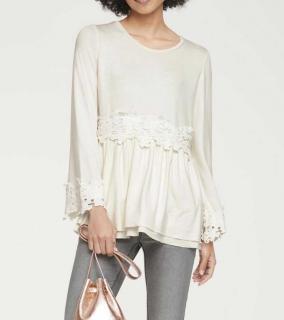 Shirt mit Spitze offwhite