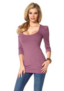 Shirt mit Steinen mauve Gr. 34