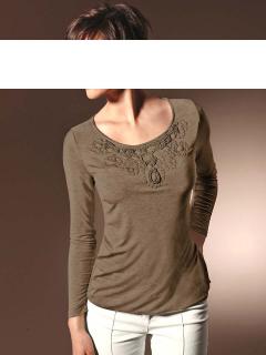 Shirt mit Stickerei taupe