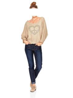 Shirt mit Strass taupe