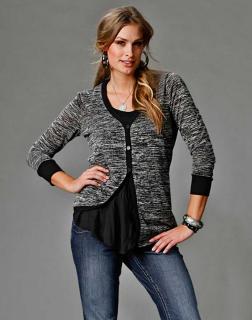 Shirtjacke mit Chiffon graumelange