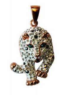 Silberanhänger-Leopard mit Swarovski bunt