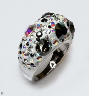 Silberring mit Swarovski schwarz