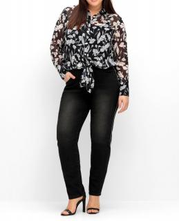 Skinny Jeans mit seitlichen Glitzer-Pipings black Denim