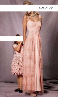 Spitzen-Abendkleid apricot Gr. 40