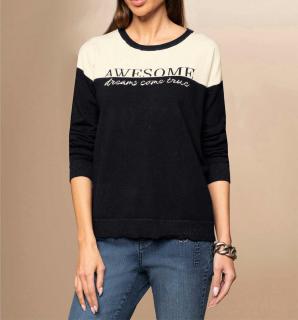 Statement-Pullover schwarz-champagner