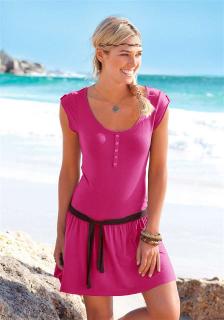 Strandkleid mit Gürtel pink