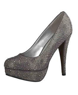 Strass-Pumps grau