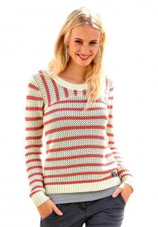 Streifen-Pullover ecru-pink